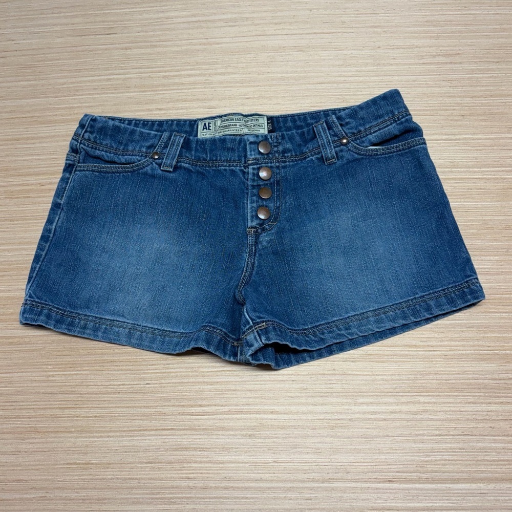 Vintage 90s Y2K American Eagle Denim Jean Shorts Womens 4 Button Fly Low Rise